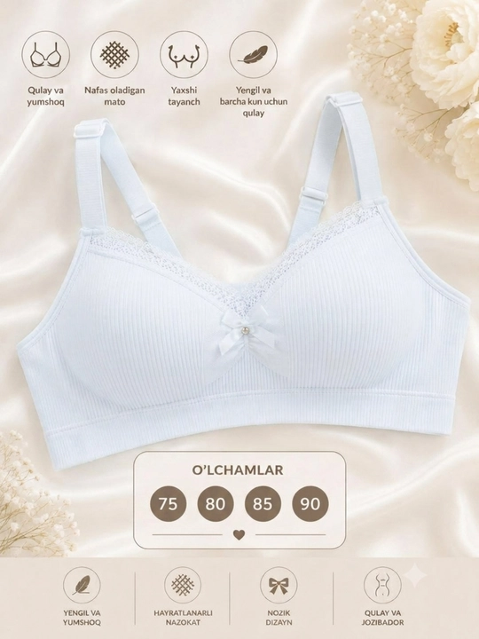 Ayollar va qizlar uchun push-up byustgalter, simsiz ichki kiyim, 75/80/85/90 o‘lcham - 