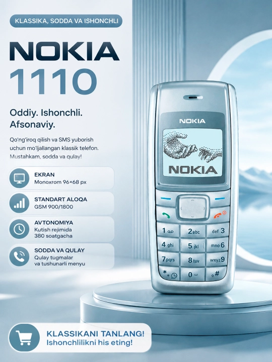 Nokia 1110 — oddiylik va ishonchlilikni qadrlaydiganlar uchun klassik telefon - 