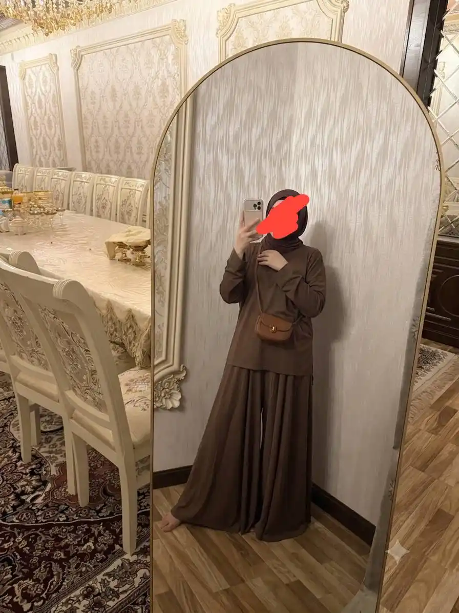 Ayollar kostyumi, uy va ko‘cha uchun qulay juftlik, uzun yengli kyulot, 44-54 o‘lcham