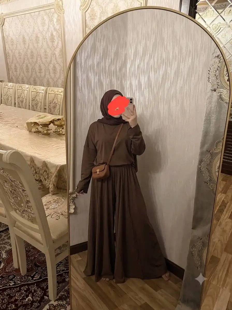 Ayollar kostyumi, uy va ko‘cha uchun qulay juftlik, uzun yengli kyulot, 44-54 o‘lcham