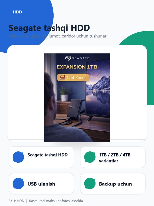 Seagate Expansion tashqi HDD, 320GB/500GB/1TB/2TB/3TB/4TB, USB