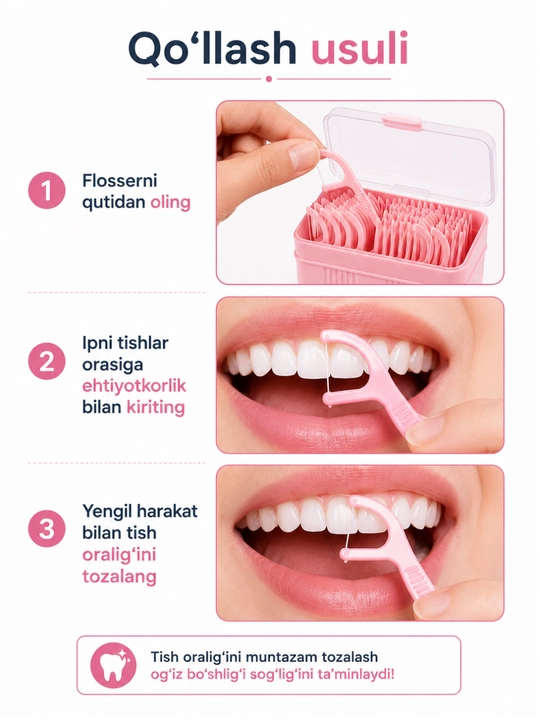 Зубная нить Dental Floss для чистки межзубных промежутков, 20 шт