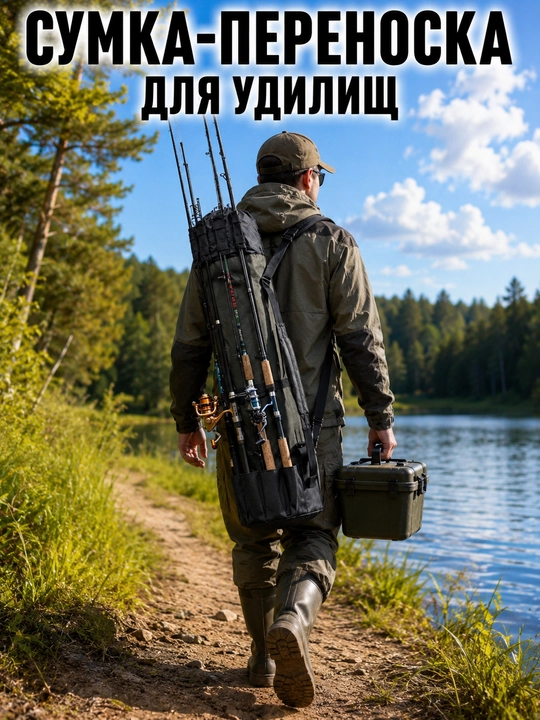 Сумка для рыбалки, чехол для удилищ и спиннингов, переноска для удочек, 123 см