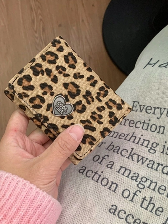 Leopard printli ayollar mini-hamyoni, kartalar va pullar uchun organayzer, kartxolder - 