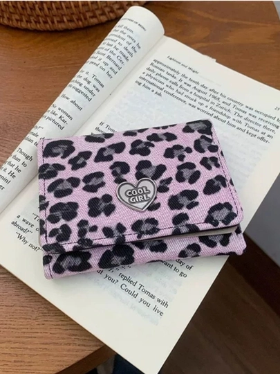 Leopard printli ayollar mini-hamyoni, kartalar va pullar uchun organayzer, kartxolder - 