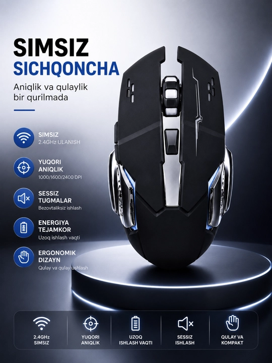 Ofis va o‘yinlar uchun simli USB sichqoncha 1200-4800 DPI yuqori aniqlik - 