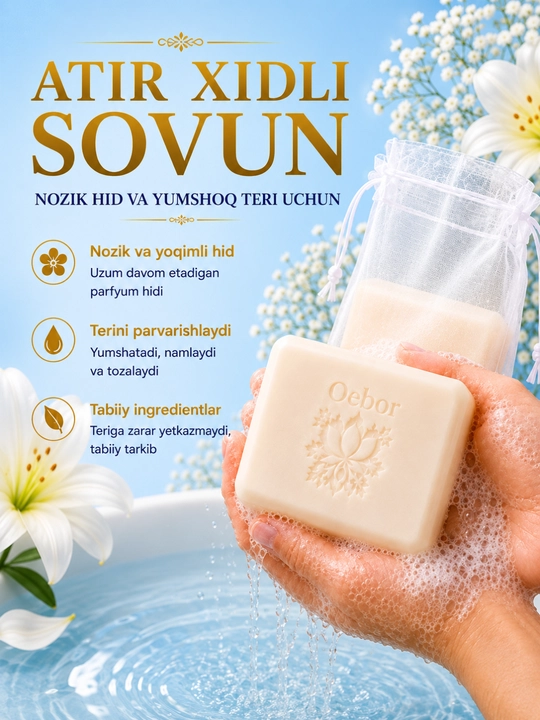Yuz va tana uchun xushbo‘y oqartiruvchi sovun, sovg‘a sovuni