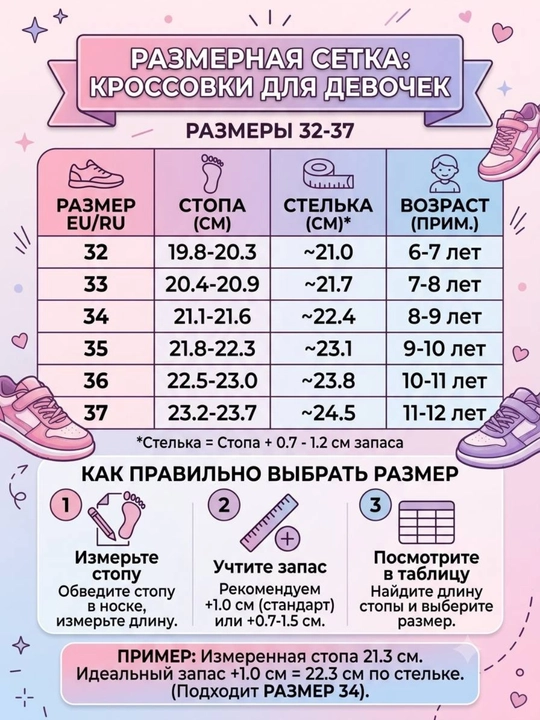 Школьные кроссовки для девочек, размеры 32-37
