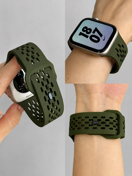 Силиконовый ремешок для Apple Watch 11 10 9 8 , дышащий спортивный браслет Только ремешок