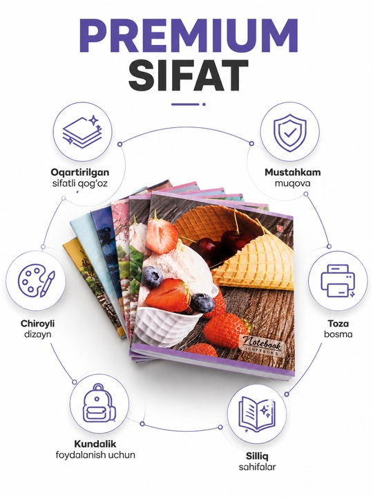 Katak daftar 24/36/48/96 varaq, muqovali daftar, maktab daftari, 10/14/20 dona to'plam