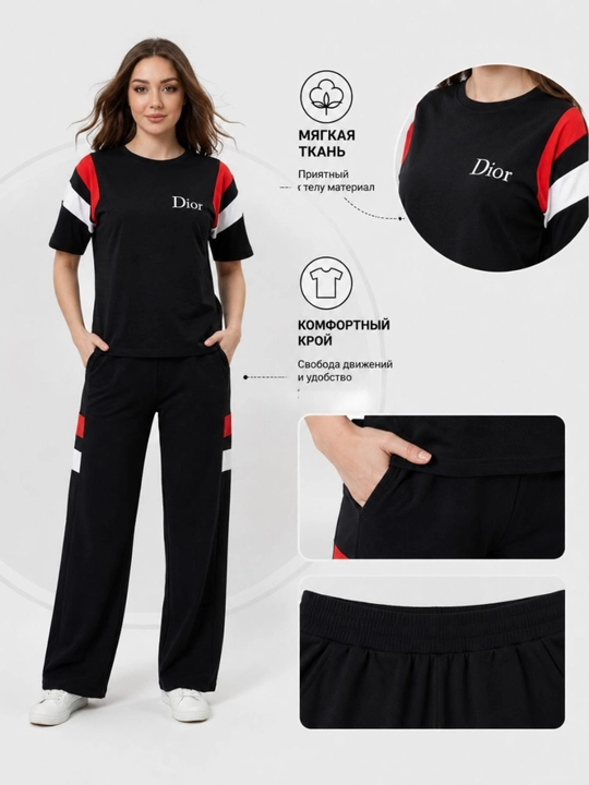 Ayollar uchun yozgi sport kostyumi, ikki qismli, oversize futbolka, keng shim, standart