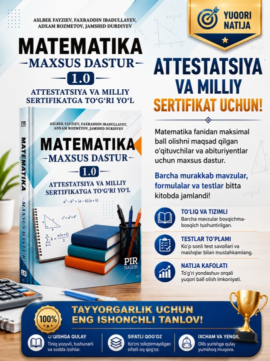 Matematika maxsus dastur 1.0, A+100 Nukus Milliy sertifikat va attestatsiya kitoblari
