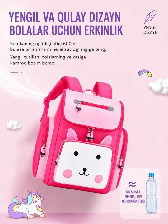 1-7 sinflar uchun o‘g‘il va qiz bolalar uchun premium maktab ryukzagi