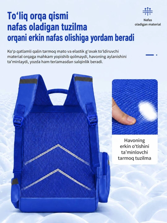 1-7 sinflar uchun o‘g‘il va qiz bolalar uchun premium maktab ryukzagi