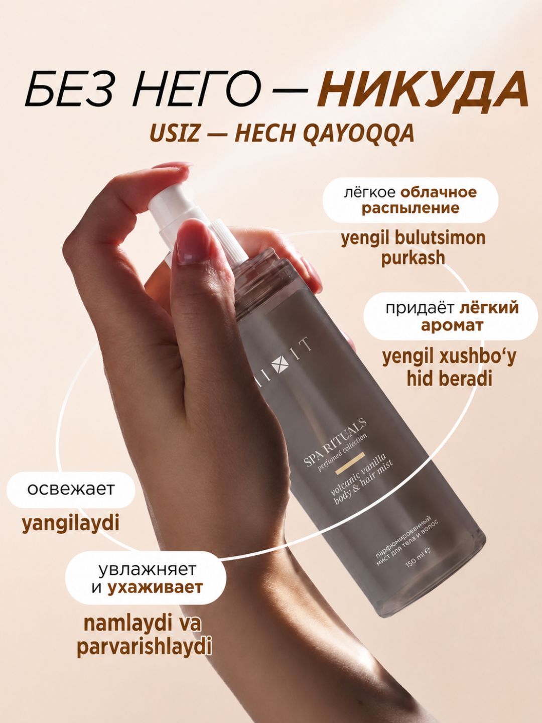 Парфюмированный мист для тела и волос — MIXIT Perfumed Collection Body & Hair Mist, 150 мл