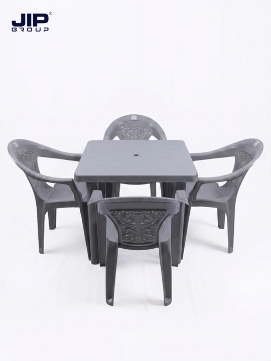 "Elegant" plastik mebel to'plami, stol va 4 ta stul, uy, hovli, kafelar uchun - 