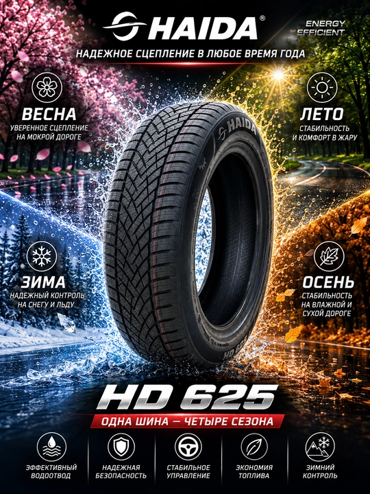 HAIDA HD625 mavsumiy shina, simmetrik yo‘naltirilgan "Archa" protektori - 
