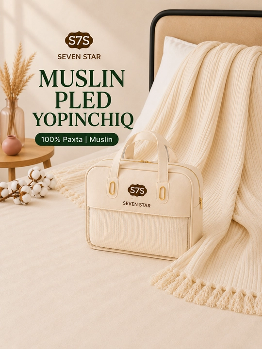 Muslin pled Seven Star, 100% paxta muslin, 240x260 sm
