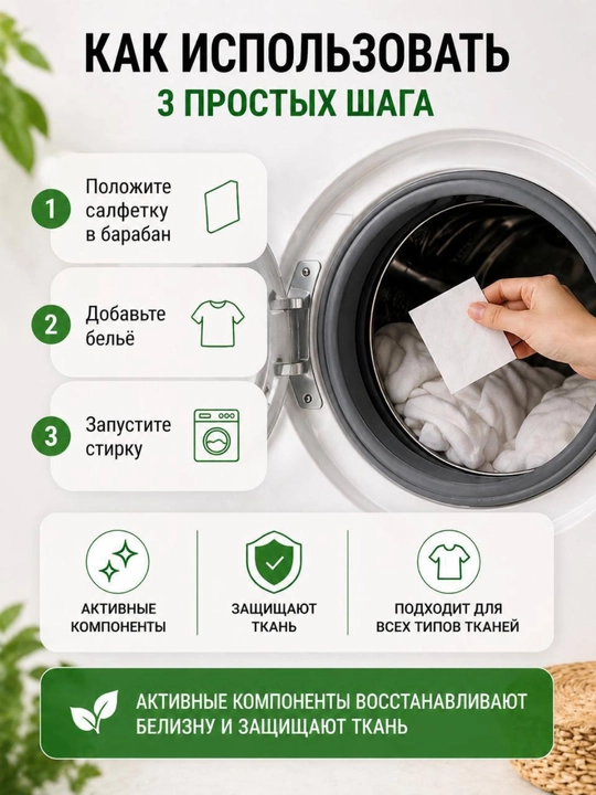 Салфетки для стирки Safos, ловушка для белья, восстановитель цвета и отбеливатель