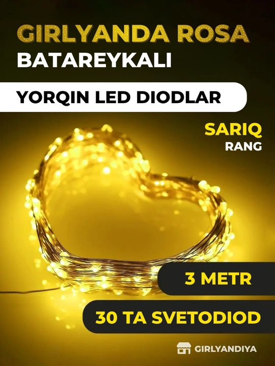 Svetodiod girlyanda, 3 rejimli, 3 ta rang, 3 metr