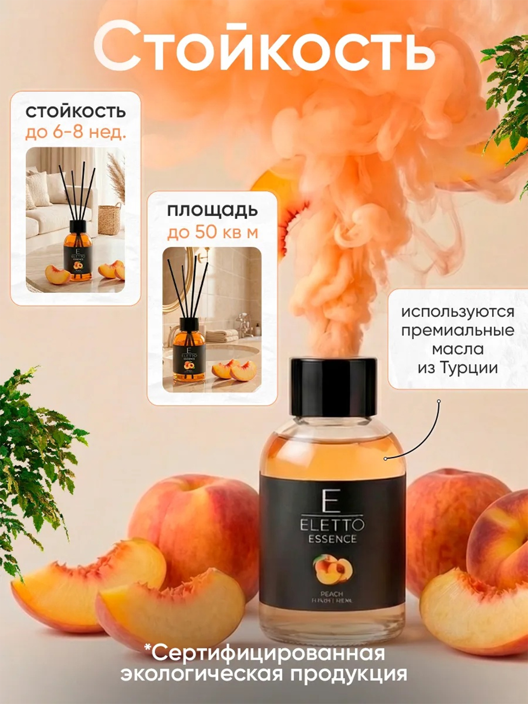 Аромадиффузор ELETTO Персик "Peach", 55 мл