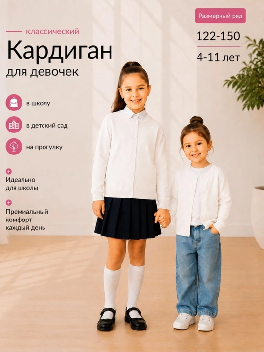 O'g'il bolalar va qizlar uchun, maktab va bolalar bog'chasi uchun trikotaj kardigan - 