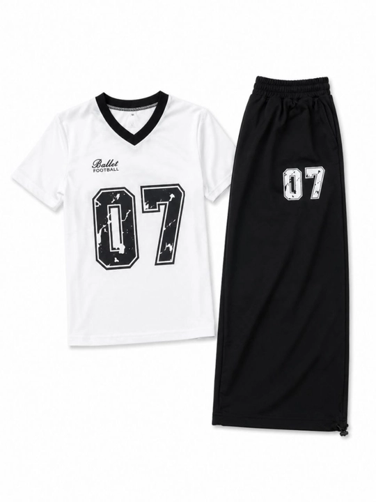 Qizlar sport kiymi, qizlar futbolka va shim, paxtali sport kiymi, 7-14 yosh qizlar kiyimi