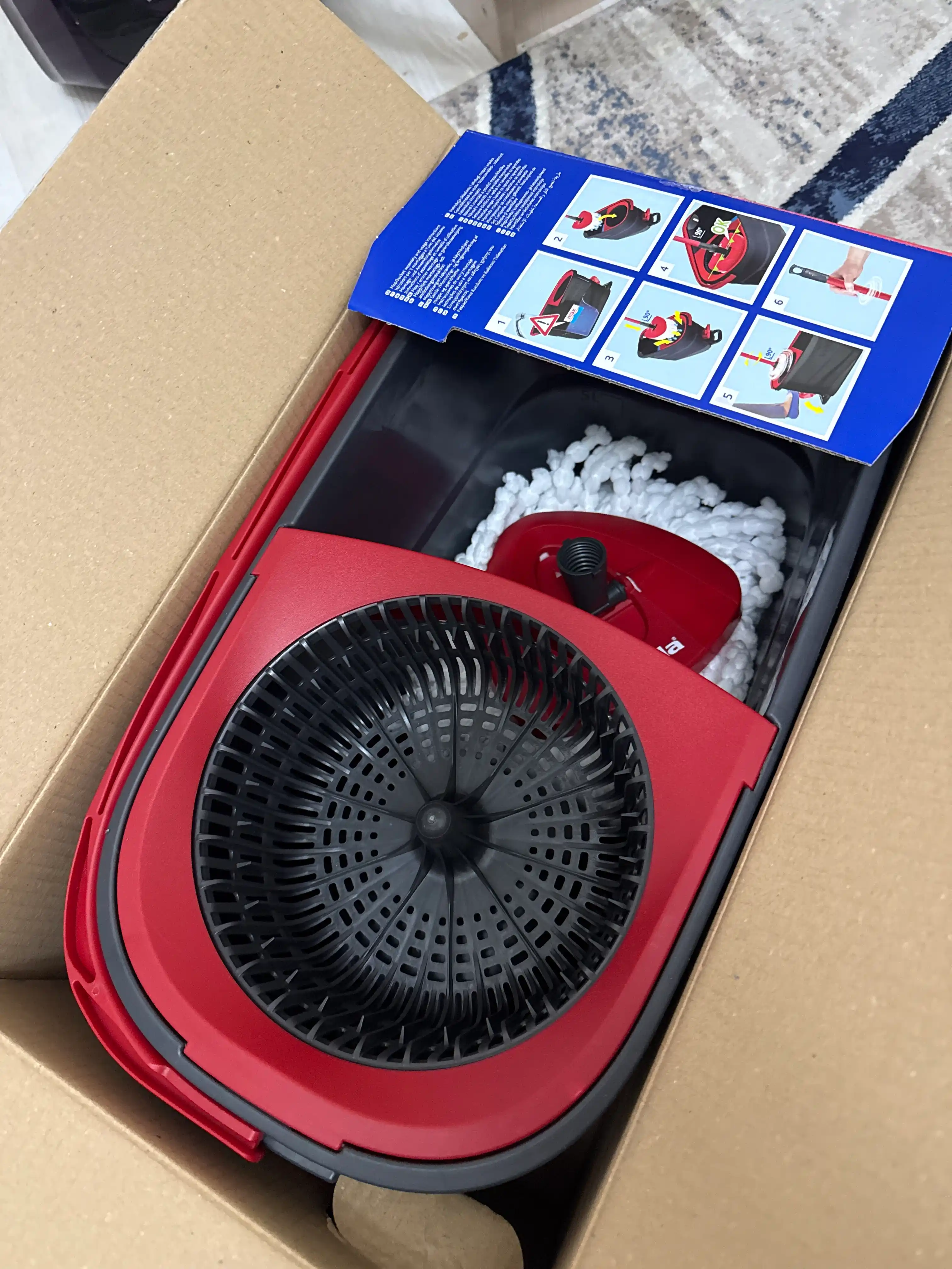 Vileda Turbo Smart chelak shvabra, aylanadigan, nam tozalash uchun, mikrofiberli
