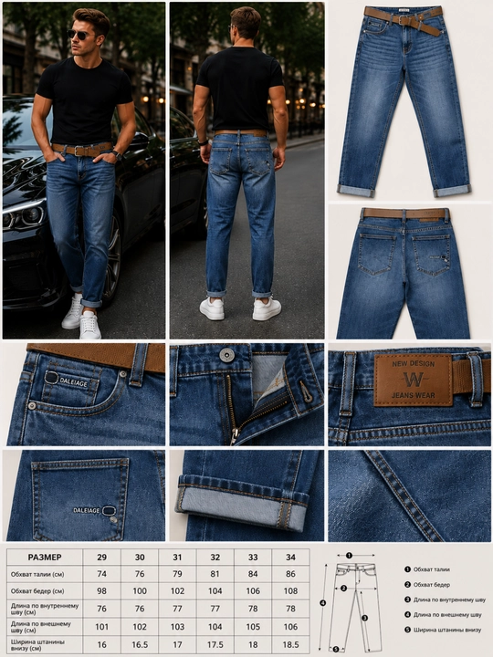 Erkaklar jinsi shim to'g'ri kesim kundalik ko'k denim zamonaviy qulay shim