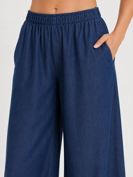 Ayollar jinsi kostyumi, rubashka va keng shim, M–3XL o‘lchamlar — ELLY FASHION