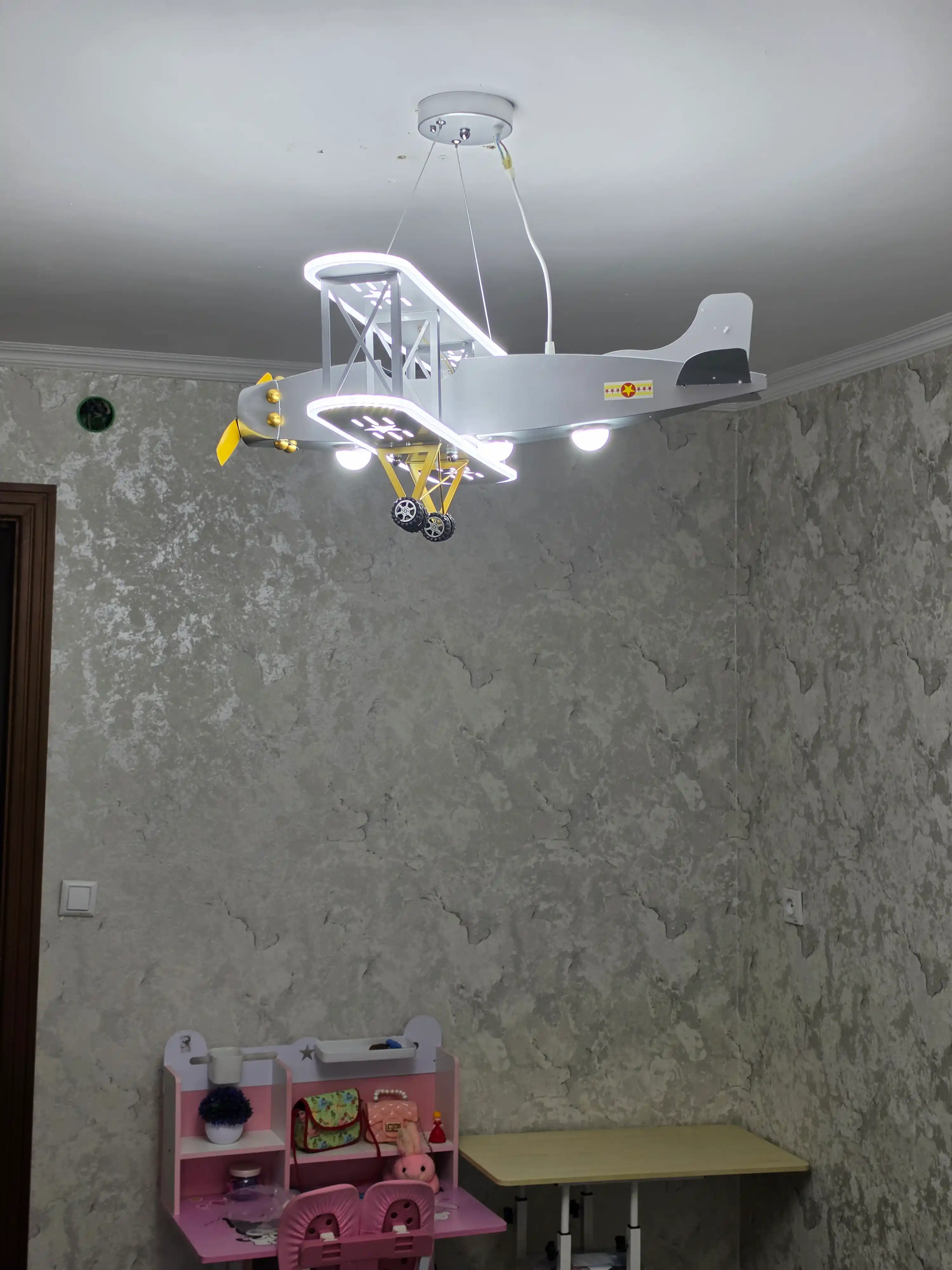 Bolalar samolyot lyustrasi, 15 m² gacha yoritish, 3 rejim