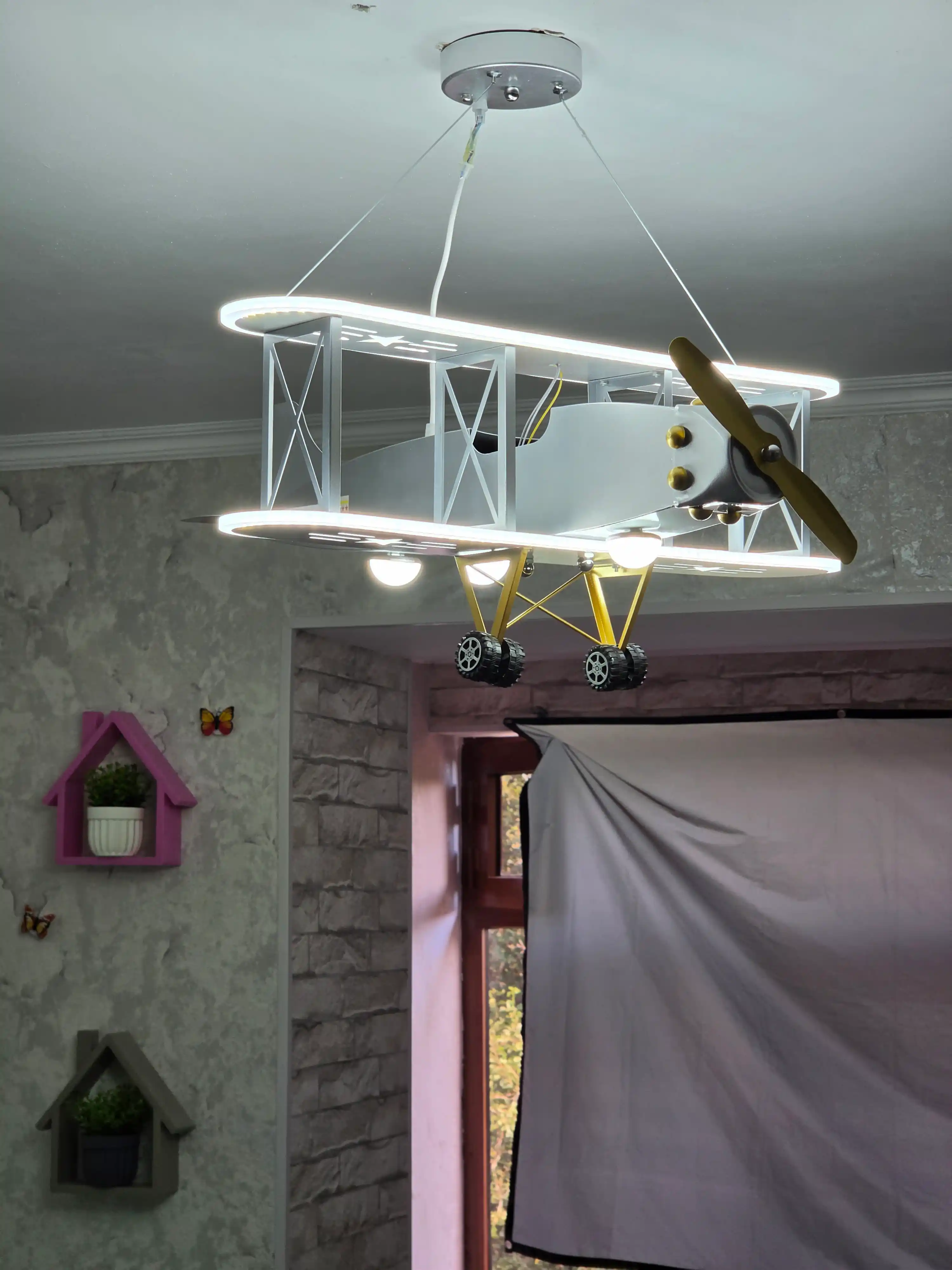 Bolalar samolyot lyustrasi, 15 m² gacha yoritish, 3 rejim