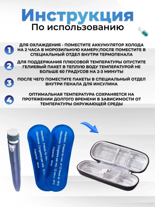 Insulin va dorilar uchun ixcham sovutuvchi sumka, harorat displeyli