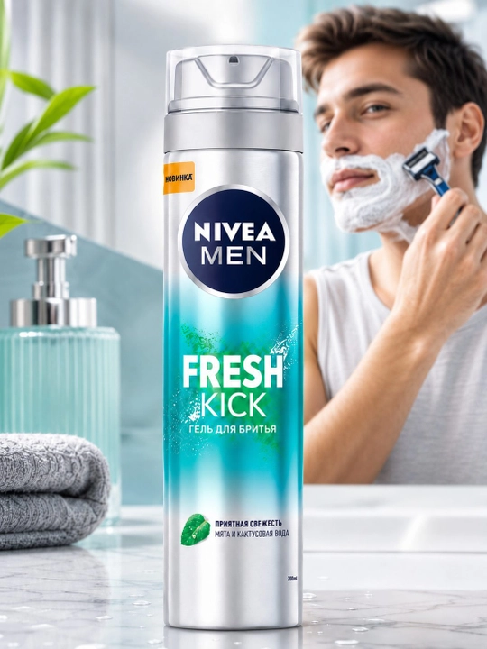 Гель для бритья NIVEA освежающий для него 200мл - 