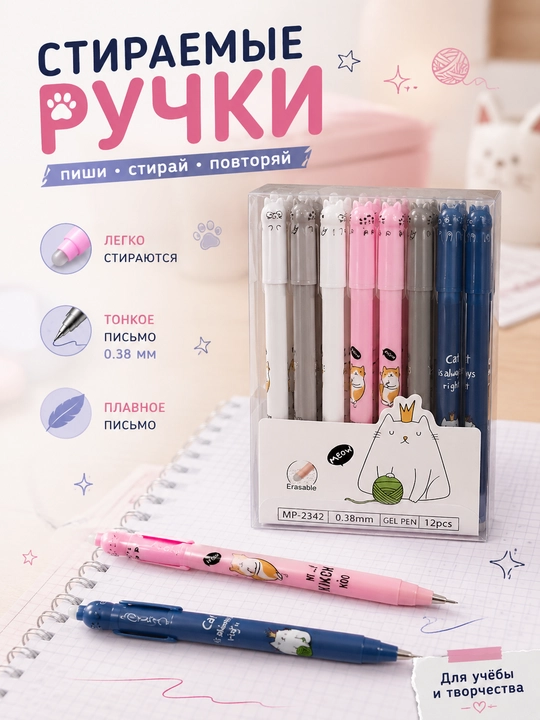 Ruchka o'chirg'ichlli Yoz-O'chir geliyli, ko'k siyoh