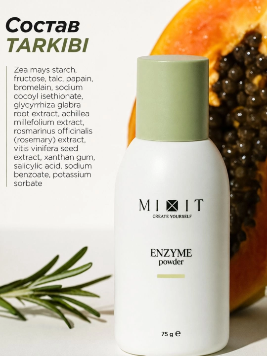 MIXIT Papayin va o‘simlik ekstraktlari bilan yuvinish uchun ferment kukuni, 75 g
