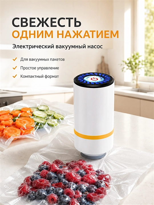 Vakuum nasosi, vakuum paketlari uchun, oziq-ovqatlar muzlatish va saqlash uchun