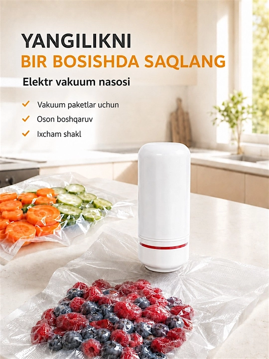 Vakuum nasosi, vakuum paketlari uchun, oziq-ovqatlar muzlatish va saqlash uchun