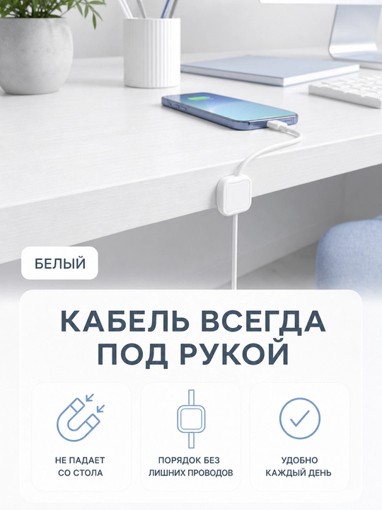 Магнитный держатель для кабеля, настольный органайзер и фиксатор провода, 5 шт