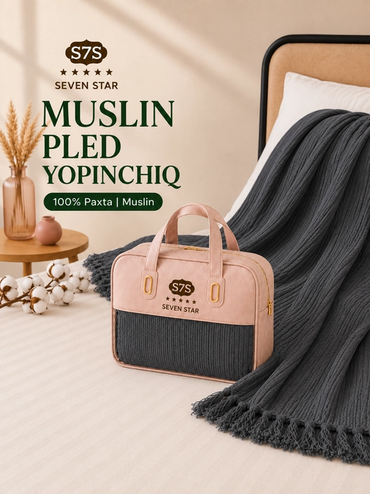 Muslin pled Seven Star, 100% paxta muslin, 240x260 sm