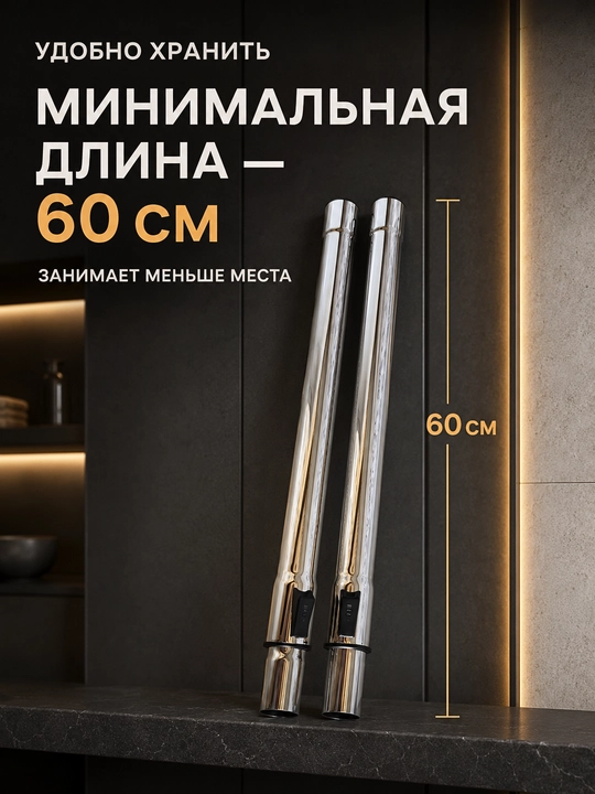 Труба для пылесоса 32/35 мм, металлическая, регулируемая длина 60–100 см