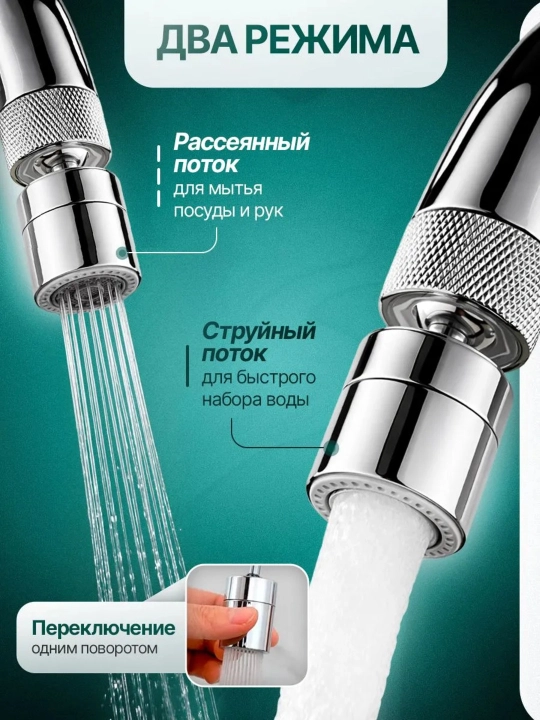 Аэратор для смесителя, насадка на кран с фильтром, рассекатель воды, экономит воду