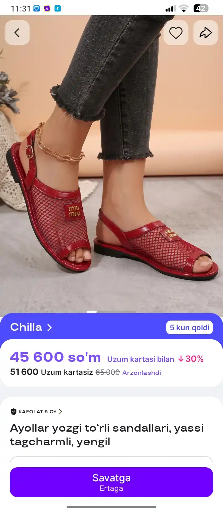 Ayollar yozgi to‘rli sandallari, yassi tagcharmli, yengil