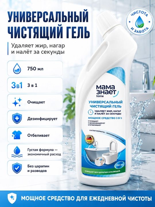 Универсальный чистящий гель Мама знает 750 мл - 