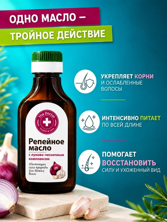 Репейное масло для ухода за волосами Домашний Доктор, 100 мл