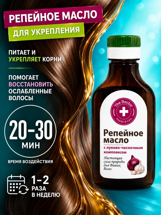 Репейное масло для ухода за волосами Домашний Доктор, 100 мл