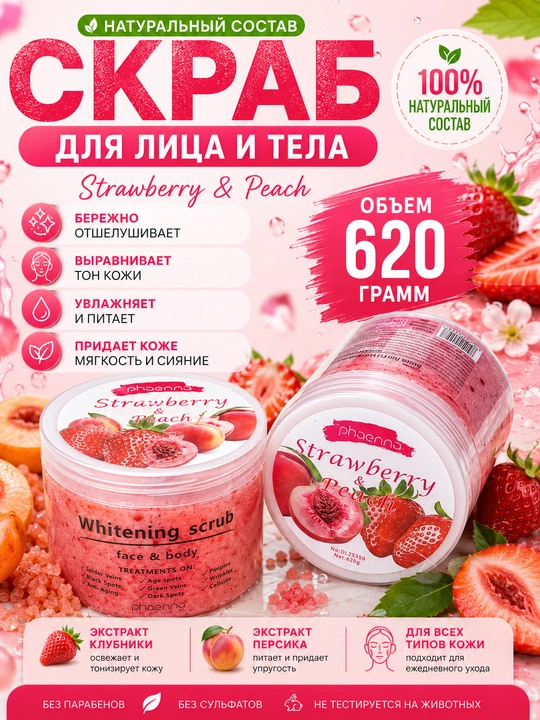 Сахарный скраб для тела, 620 г, уход, питание и нежное отшелушивание - 