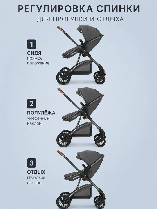 Детская коляска 2 в 1, люлька и прогулочный блок, двусторонняя KIDBELLA KD-307