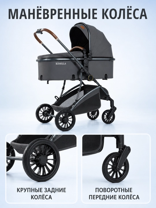 Детская коляска 2 в 1, люлька и прогулочный блок, двусторонняя KIDBELLA KD-307