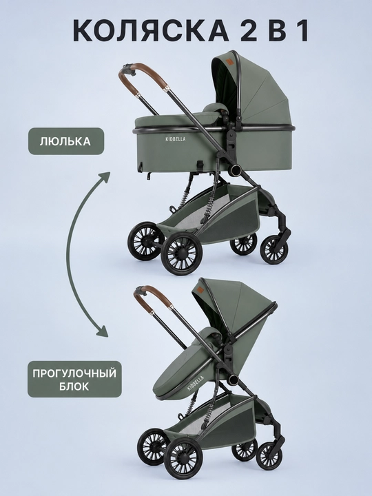 Детская коляска 2 в 1, люлька и прогулочный блок, двусторонняя KIDBELLA KD-307